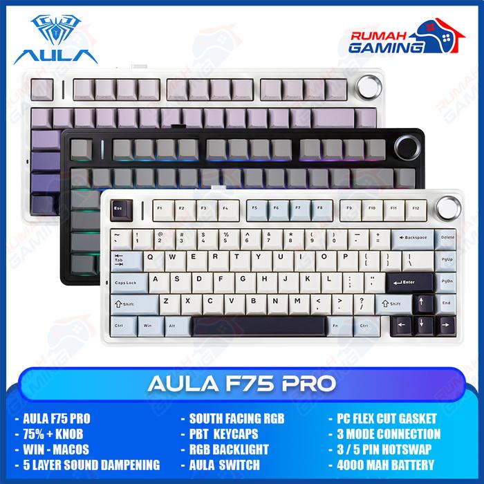 Promo Aula F75 PRO - 75% Compact - 3 Mode - Gaske Mount - RGB - PBT ...