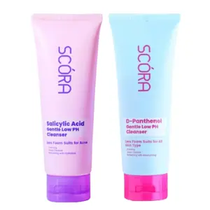SCORA Face Wash Facial Cleanser 75ml & 100ML Salicylic Acid & D-Panthenol Gentle Low pH Pembersih Wajah Aman untuk Kulit Sensitif Scora Series