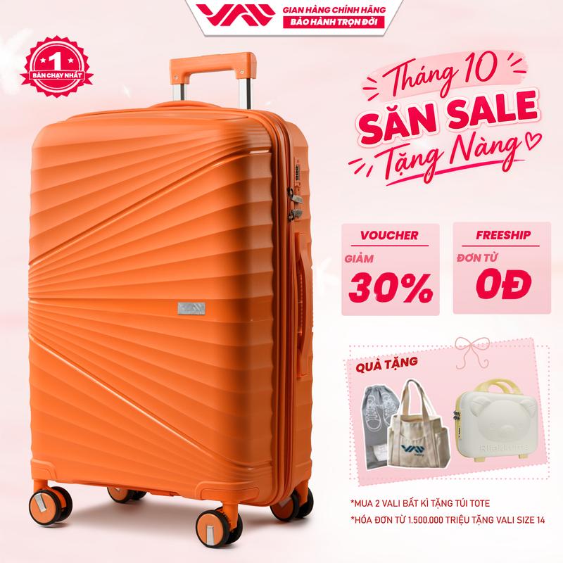 (BEST SELLER) Vali Du Lịch VALINY VNY03 | Size 20/24/28 inch | Chất Liệu Nhựa PP Cao Cấp Dẻo Dai Cao Cấp | Màu Cam BẢO HÀNH TRỌN ĐỜI
