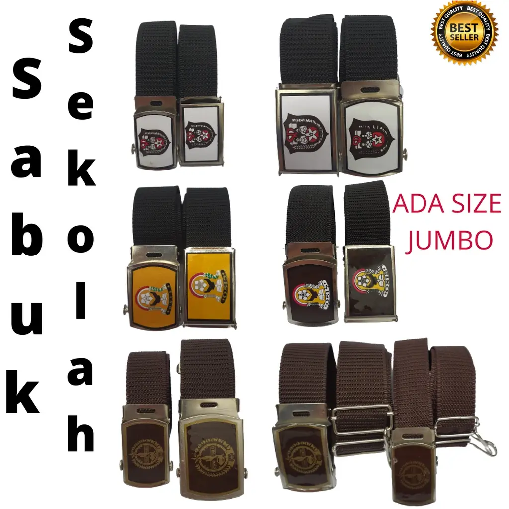 Sabuk Ikat Pinggang Sekolah SD/MI SMP SMA Pramuka Anak Laki Laki Pria dan Perempuan Wanita Gesper Nilon Ukuran Panjang Fashion Nylon Multicoloured