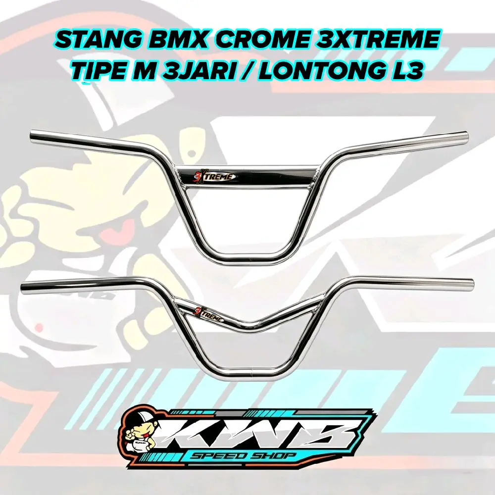 Stang Stir Crom Mengkilap Logo 3xtreme Sepeda Bmx 20 Tipe M 3 Jari / Tipe Lontong L3 Drag Freestyle Bahan Super Tebal