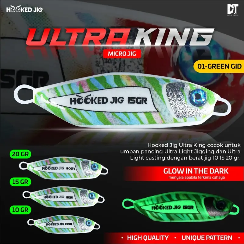Micro Jig Ultra King By Hooked Jig Umpan Micro Jig I Metal Jig Umpan Pancing Jigging 10 15 20 30 40 60 Gram & Assist Hook Chinu Custom Size 7 1