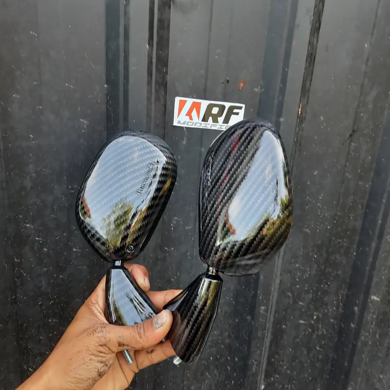 Aksesoris Spion Ninja RR Old Carbon Kaca Spion Original Kawasaki Repaint Carbon untuk Motor 4