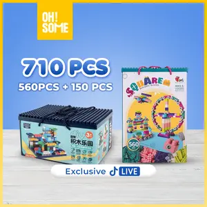 [LIVE ONLY, 710PCS] HOT Bundle 560pcs + 150pcs Mainan Brick Balok Susun Anak DIY Bahan ABS Kuat Tahan Lama Kotak Toys Square Building