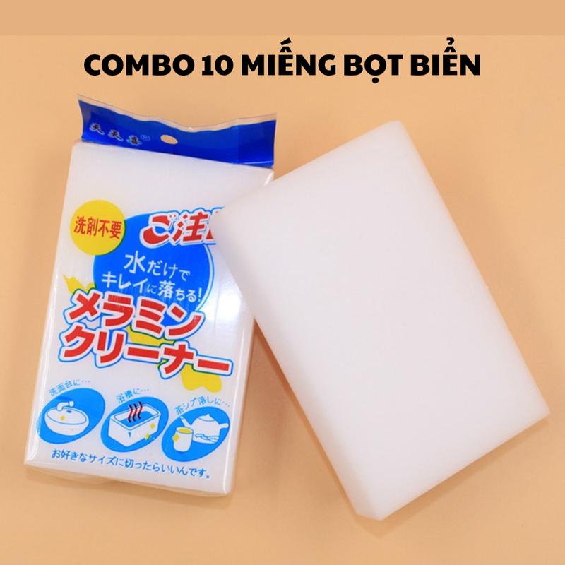 COMBO 10 Miếng bọt biển nano Mút Xốp Melamine Miếng Cọ Rửa Bát Chén - Cọ Đa Năng Miếng Chữ Nhật Trắng