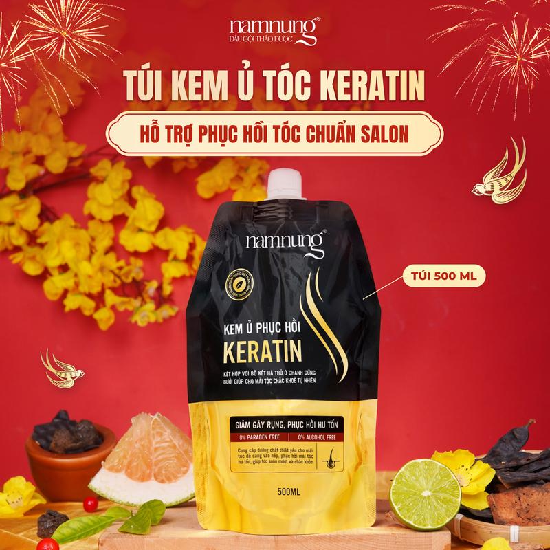   FLASH SALE  Kem ủ thảo dược keratin NamNung hỗ trợ phục hồi tóc chuẩn salon Bigsize siêu tiết kiệm 500ml Chăm sóc tóc Dưỡng tóc nữ - Giảm 39% 