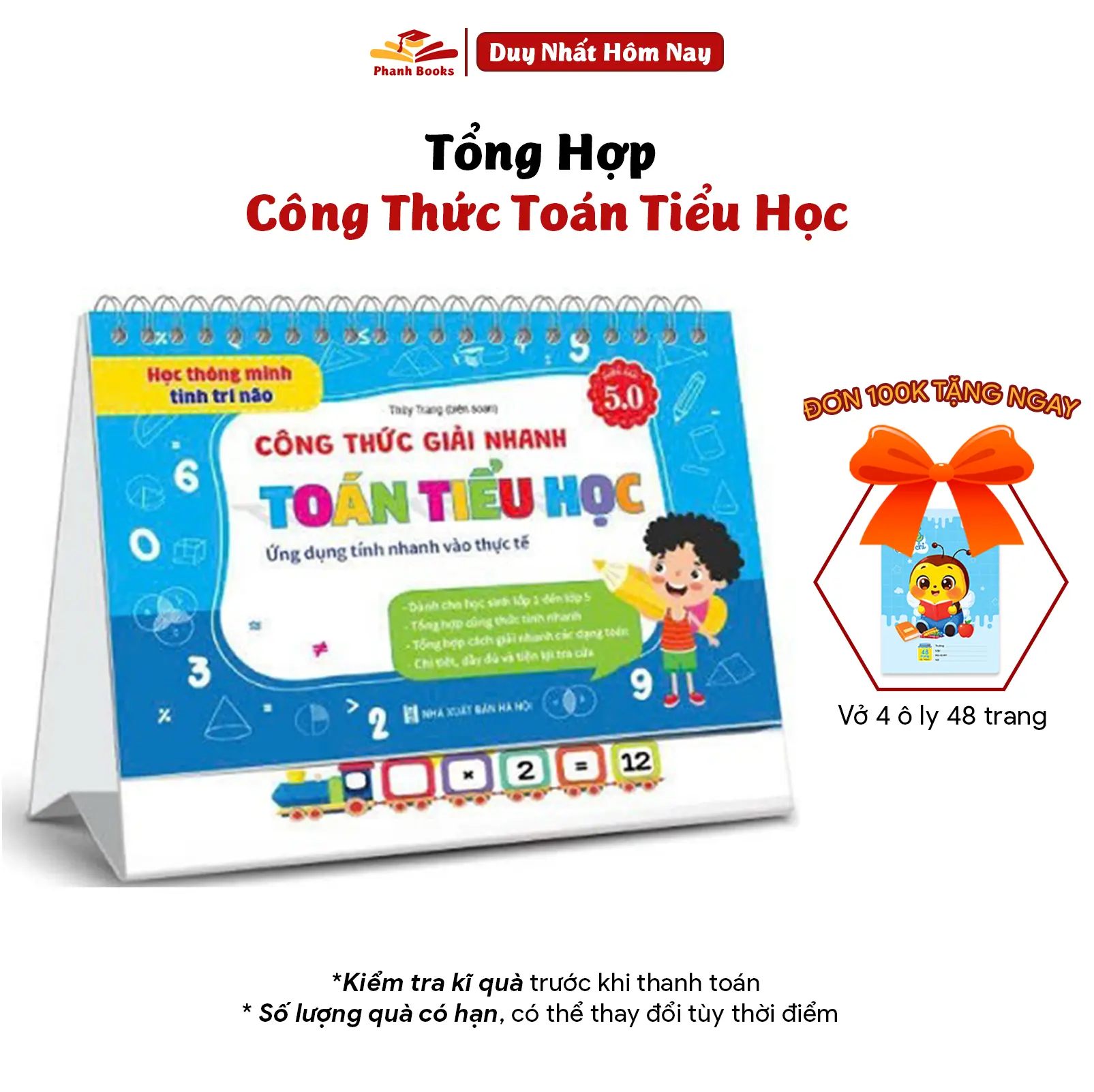Sách Tổng Hợp Công Thức TOÁN TIỂU HỌC - Giúp Các Bé Lớp 1 đến Lớp 5 Học Tập Thông Minh, Dễ Dàng và Nhanh Gọn