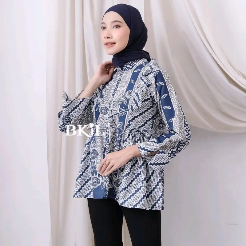 BLOUSE SINTYA BATIK WANITA | BATIK KERJA WANITA | BATIK WANITA MODERN Motif Cantik Elegant Extra Small 1
