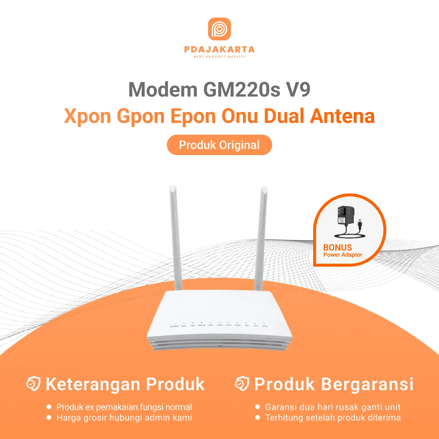 Modem Xpon GM220-S V9 Gpon Epon Onu | Modem Original Bonus Adaptor | Khusus Grosir