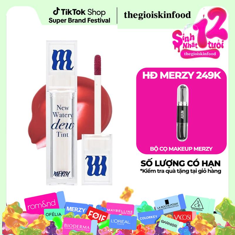 [NEW DEW] Son Tint Bóng Dạng Thạch Trang Điểm Hàn Quốc Merzy New Watery Dew Tint 4g