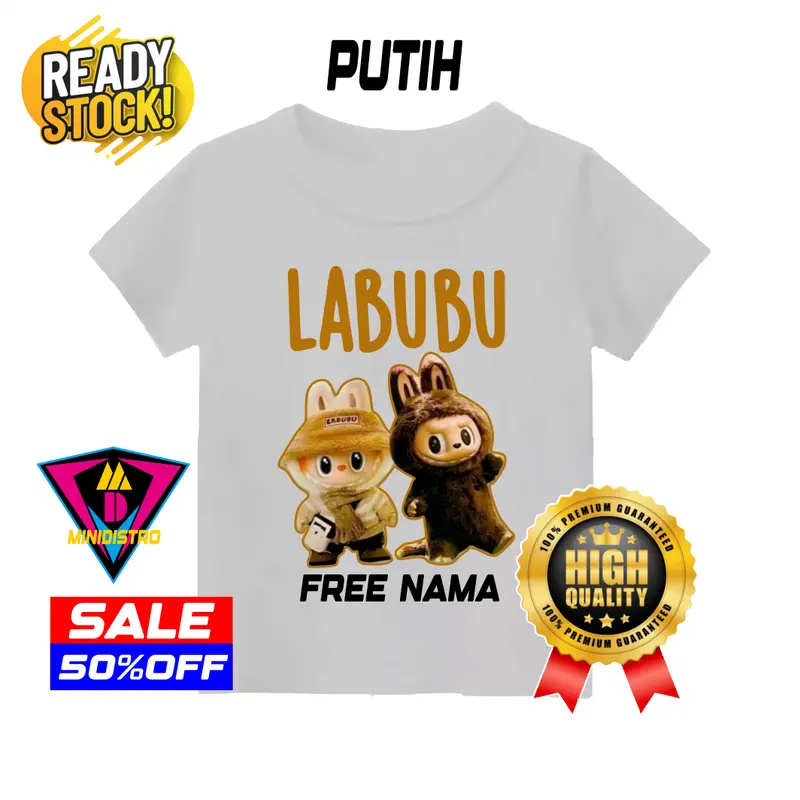 BAJU ATSAN ANAK FREE NAMA CASTEM LABUBU 1-6TH CATTON COMBAD KAOS ANAK CEWE COWO Katun Combed Distro Perempuan Cowok Katun Combed Laki-Laki Cotton 3