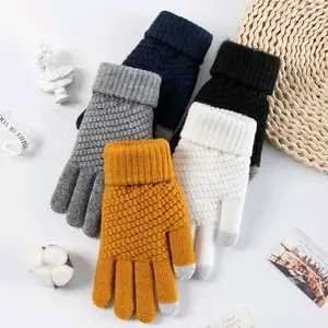 Sarung Tangan Rajut Layar Sentuh Musim Dingin Pria Wanita Dewasa Bahan Nyaman Berpori Cocok Untuk Aktivitas Outdoor Dan Bekerja - Glove