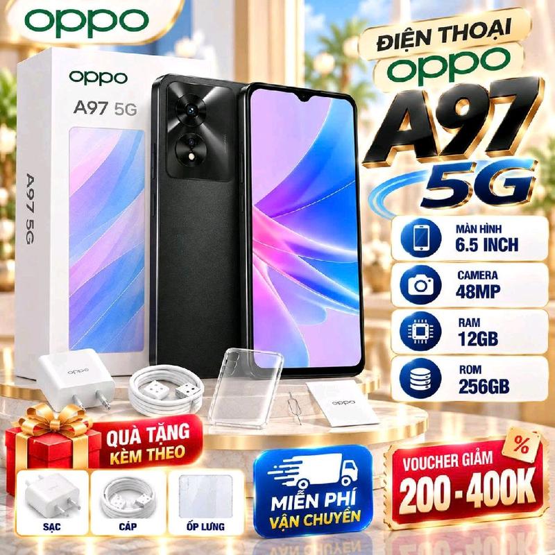 109: 2ND HAND : Điện Thoại OPPO A97 5G Ram 12/512Gb ,Pin 5000MAH, Chip Dimensity 810, Màn Hình 6.56" FHD+, 90Hz, Sở Hữu Loa To Rõ ,Chụp Hình Sắc Nét ,Lướt Wed Chơi Được Mọi Game Nặng ,Tặng Sạc Cáp Ôp lưng