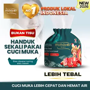[BUKAN TISU] MINAIER Handuk Wajah Lembut MN01 Cotton Alami Disposable 20CMx20CM 100 Lembar/Roll Bisa Kering & Basah untuk Keramas Muka & Make Up Remover