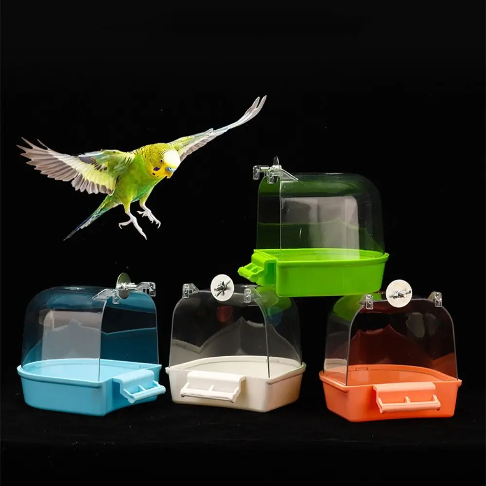 Bird Water Box Plastic Bird Shower Box Anti-Slip Colorful Parakeet Bathing Tub Wall Mount Parrot Bathtub For Parrots Parakeet Budgerigar