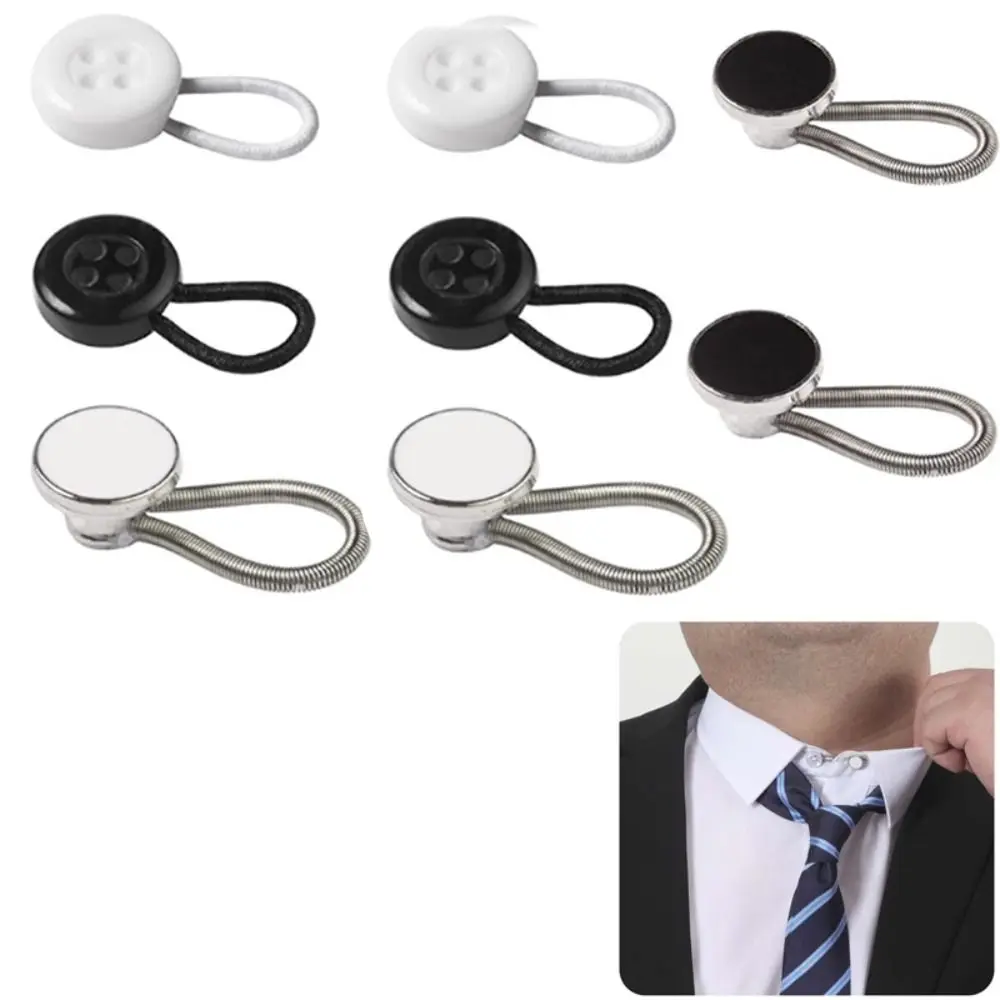 8Pcs Multifunction Metal Collar Button Extender Flexible Neck Extender Shirts Button Expanders Elastic Lengthen Buckle Neck Relief Tight Collars for Shirt Dress Pants