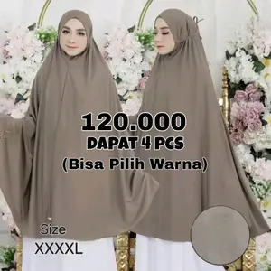 PAKET USAHA DAPAT 4 PCS HIJAB JUMBO HAJI UMROH SYAR'I POLOS XXXXL Jilbab Instan Bergo Non Ped Jersey Premium Bisa Dipakai Sholat - Hijab Mukenah Super Jumbo