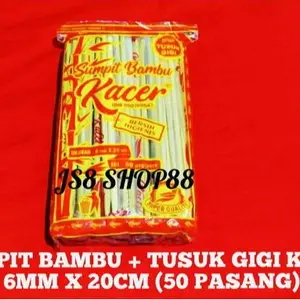 SUMPIT BAMBU KACER + TUSUK GIGI 6MM x 20CM 50 PASANG BERKUALITAS