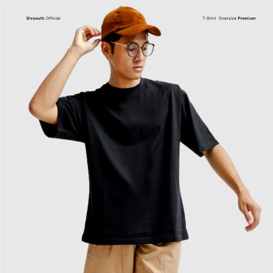 DIVSOUTH T-shirt Oversize Short Sleeve Black 100% Cotton | Kaos Polos Hitam Oversize