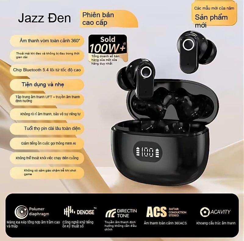 COD Tai nghe Bluetooth TWS Tai nghe bluetooth thiết kế trong suốt hiện đại, âm…