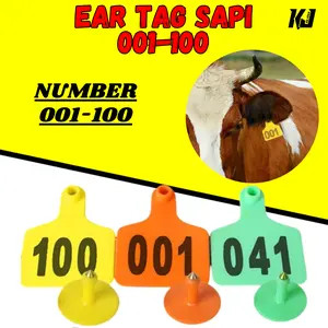 100pcs/Set Ear Tag Kambing Nomor 001-100 Eartag Sapi Eartag Domba Anting Identifikasi Ternak KEJORAFARM
