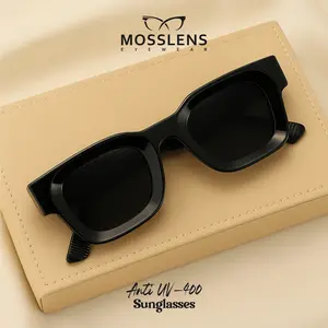 Mosslens Kacamata Hitam Anti Silau UV400 Sunglasses Kotak Fashion Wanita Pria Bisa Minus PC 5306