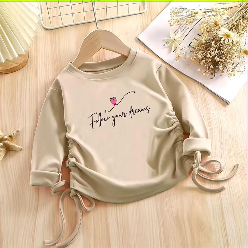 Kaos Anak Crop Usia 1 2 3 4 5 6 7 8 9 10 11 12 Tahun crop tangan panjang tali serut follow your dream 4