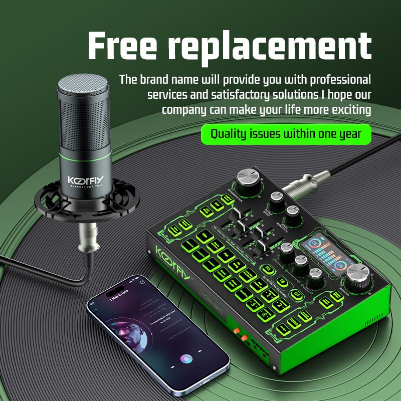koorfly-KF01 sound card ZX320 mic set Audio Bluetooth External Peralatan Bernyanyi atau siaran langsung dengan headphones dan microphone 2