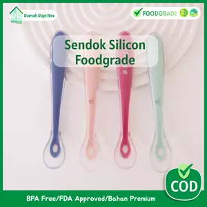 【100% SILIKON】Sendok MPASI Bayi Silikon - BPA Free Lembut & Aman Digigit, Tahan Steril Anti Pecah (4 Warna) - Alat Makan Newborn, Hadiah Ibu Hamil