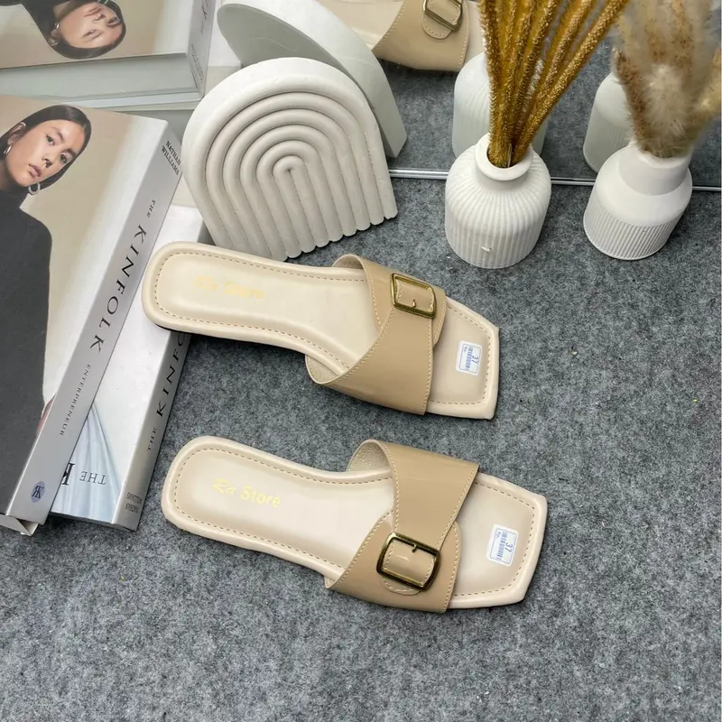 Sendal Platform Empuk Wanita Anti Slip Terbaru 2024 Korean Style - Karet, Cewek 1