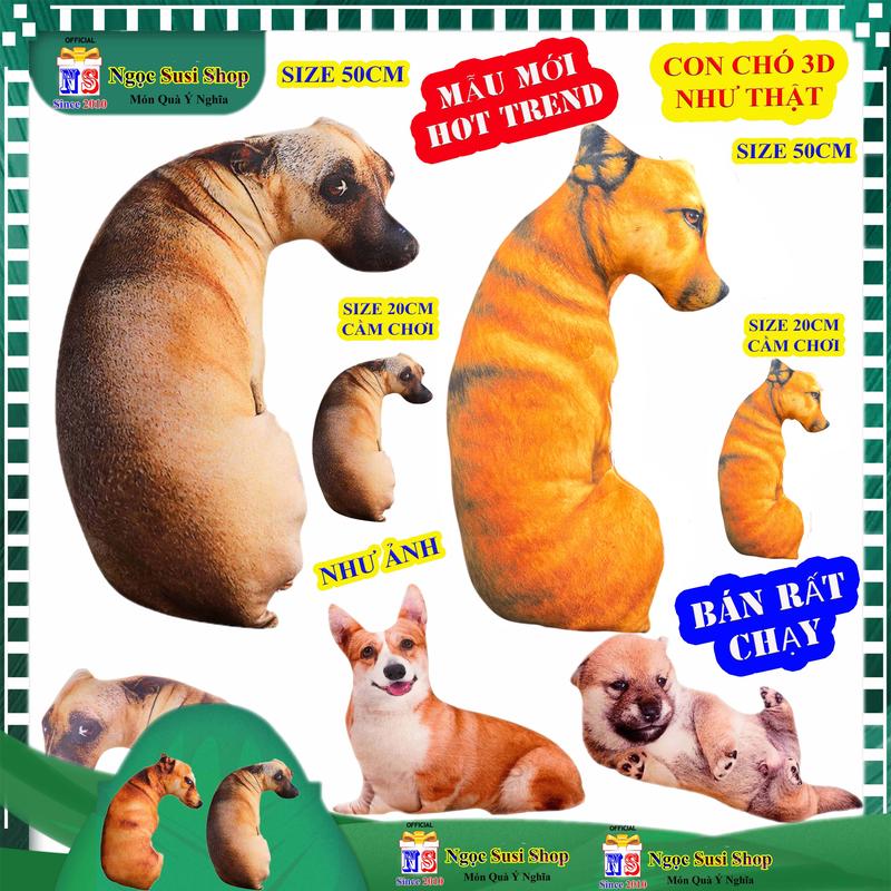 MUA LÀ CÓ QUÀ GẤU BÔNG CON CHÓ 3D LIẾC SIÊU HOT HIT MẪU MỚI ĐỘC LẠ - thú bông đồ chơi doll toy búp bê HÀNG ĐỘC NGỌC SUSI NHƯ THẬT Thú Nhồi Bông Phát Nhạc
