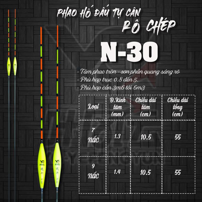 YG Phao hố đấu tự cân chuyên rô chép N-30 câu bán hố đấu hố đấu cá chép - phao tự cân tải chì nhẹ