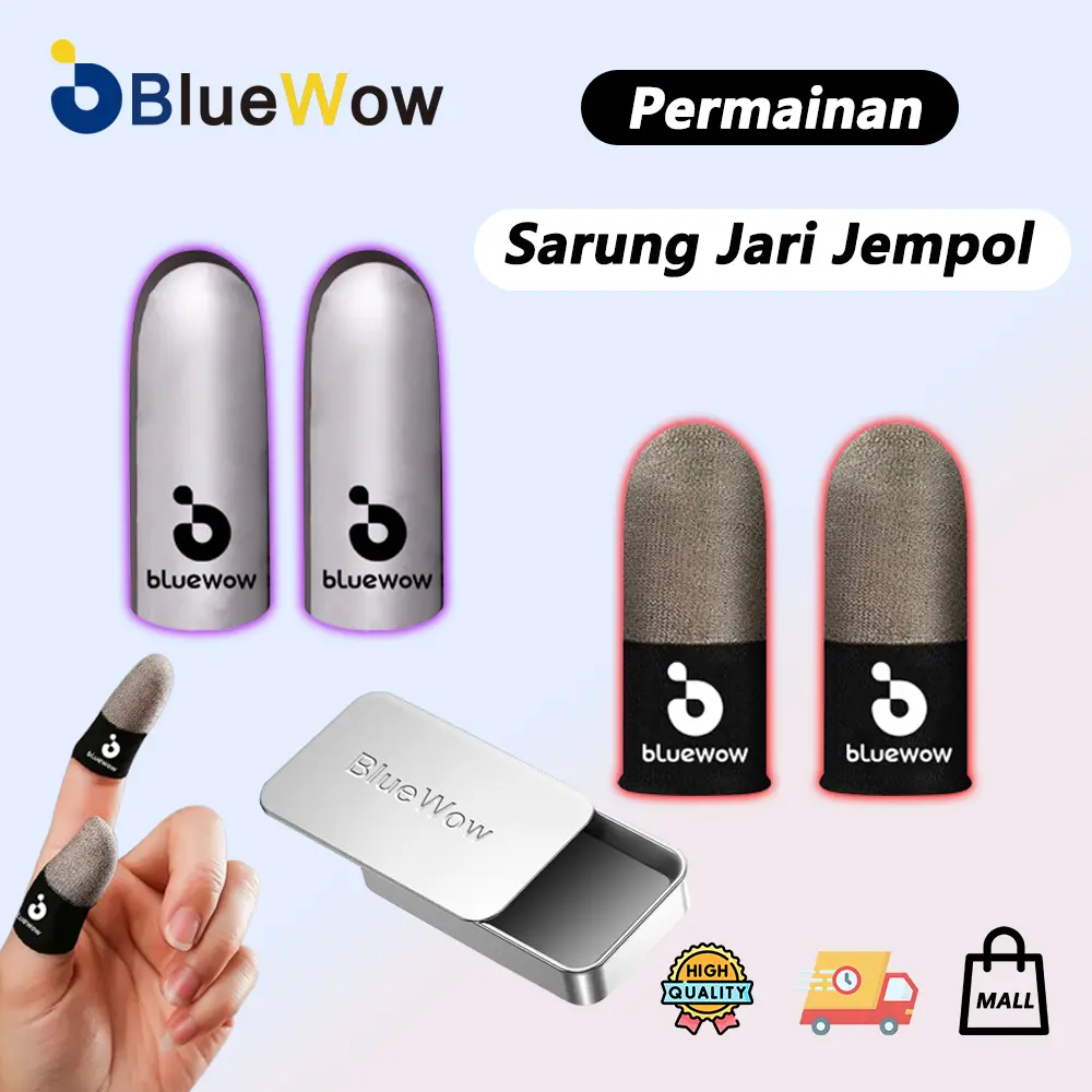 BlueWow Permainan Sarung Jempol, Aksesoris Game Free Fire & Mobile Legends & PUBG, 3d Ultra-thin 0.3mm Conductive Silver Fiber Fabric, Smooth And Uninterrupted, Sweat-proof Gaming Finger Gloves finger  game