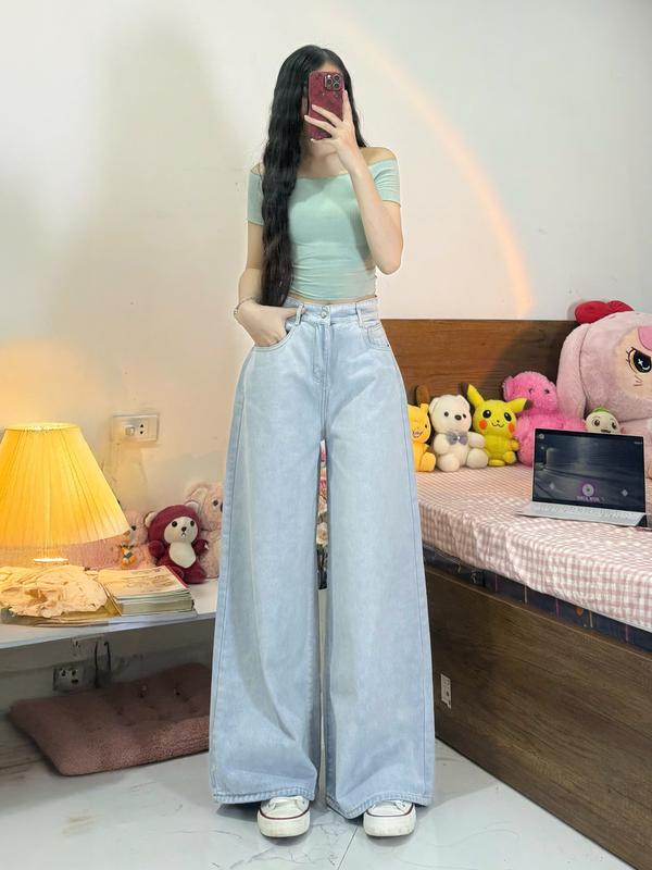 [DEAL HÀNG MỚI] Quần Jeans Nữ Ống Suông Rộng 30-34cm MIAA Size XS-XL - Màu Retro Xanh Trắng, Xanh Xám, Dirty,... - Chất Vải Jeans Mềm - Quần Ống Rộng Suông - Mã Ver3 | BigBuy360 - bigbuy360.vn