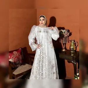 EllyArsy-Carlaa Dress Gamis Only Material Lady Zr Mix Organza Full Patten Ea Outer Bisa dilepas Pasang Exlusive By Elly Arsy