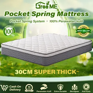 GREAME Kasur Springbed Pocket Spring 30cm Busa Spons Matras Anti Lembab Anti Tungau getah karet