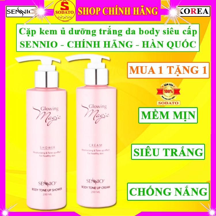 Cặp kem ủ dưỡng trắng da body toàn thân siêu cấp loại xịn của hàn quốc chính hãng Sennio kem dưỡng da bdy chống nắng se khít lỗ chân lông không nhờn rít không lỗ vân kem cấp tốc siêu trắng senio sno màu hồng 200ml