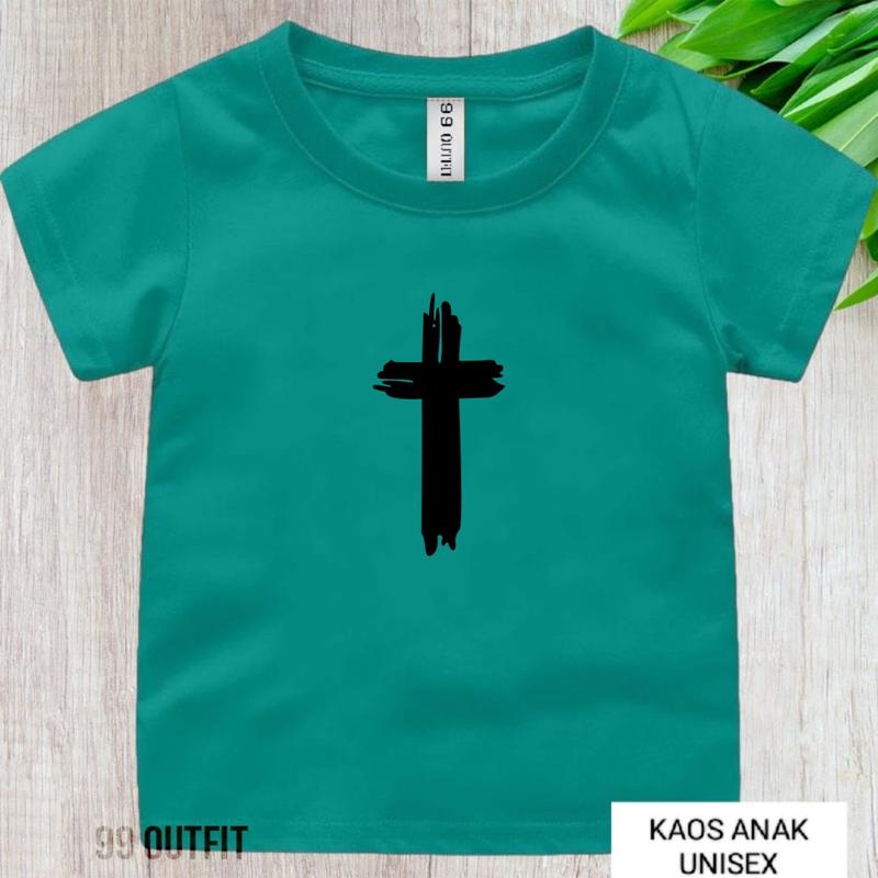 kaos distro anak unisex salib yesus/kaos rohani anak tangan pendek bisa cod 7