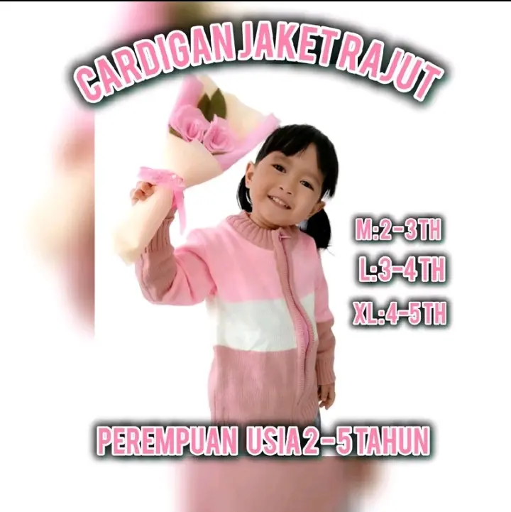 Jaket rajut anak usia 2-6 tahun zipper Perempuan /laki-laki Kids 0