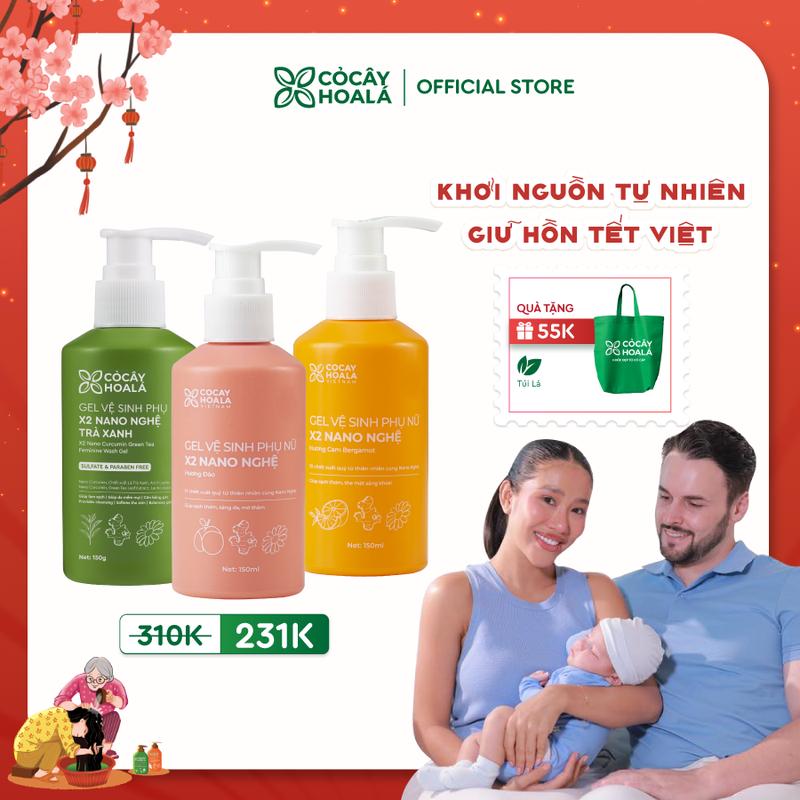   PHIÊN BẢN CẢI TIẾN  Dung Dịch Vệ Sinh Phụ Nữ Gel x2 Nano Nghệ Cỏ Cây Hoa Lá - Làm Sạch Hỗ Trợ Ngừa Vi Khuẩn 150g Livestream 