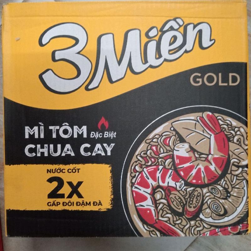 Mì 3 Miền - Thùng Mì Tôm Chua Cay 3 Miền Gold Thùng 30 Gói x 75g gói