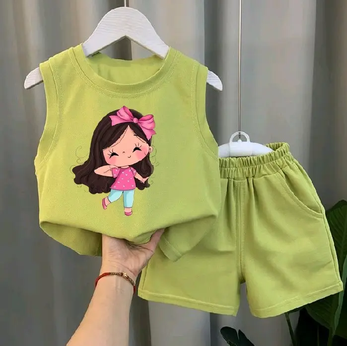 CF - Setelan Anak Singlet ALUKA GEMOY Perempuan / Setelan Perempuan Bahan BABYTERRY DTF baju anak perempuan