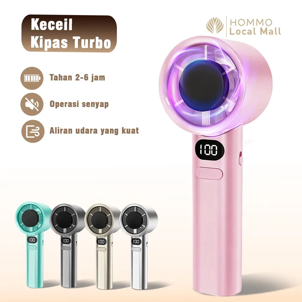 Kipas Turbo Fan Portabel FB01 - Kipas Genggam Mini Angin Brushless dengan Layar LED Display 120 Level Stepless & Baterai Tahan 3-8 Jam