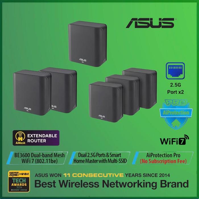 Gambar Asus ZenWiFi BD4 Dual-Band WiFi 7 AiMesh Extendable Router BD 4 - 1 Pack Hitam dari Officiall Brands Kota Administrasi Jakarta Barat Tokopedia