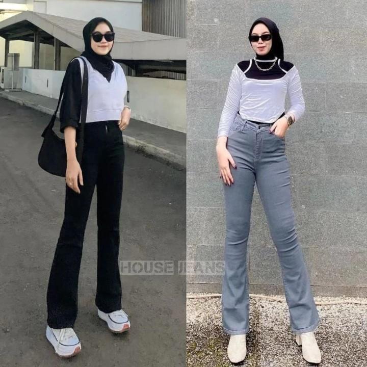 Product Introduction of SBL Highwaist Cutbray Jeans Wanita Kekinian Celana Denim Panjang Kerja Hitam Street Style Pas trendy jeans abu kehitaman combinasi hijau Nyaman Biru Muda 5