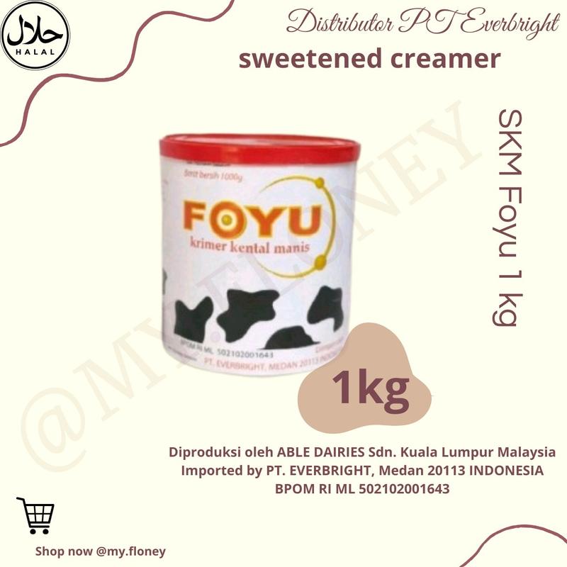 Foyu 1 Kg / 1000Gram || (1 Karton/1dus) isi 24 Kaleng || Krimer Kental Manis Susu Creamer || SKM FOYU 2