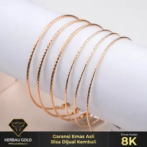 [Kerbau Gold] Gelang Emas Coker Super Ringan 8K - Emas Asli 100%
