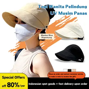 *Ready Stock*Topi Wanita Korea Style Topi Kait Masker Anti UV Topi Olahraga Topi Pantai Wanita