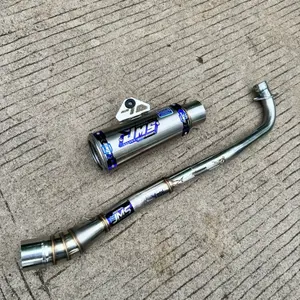 KNALPOT JMS ORIGINAL TYPE GP 2 BLUESERIES BUAT MOTOR BEBEK LEHER SAMPING (LOGO BLUE )