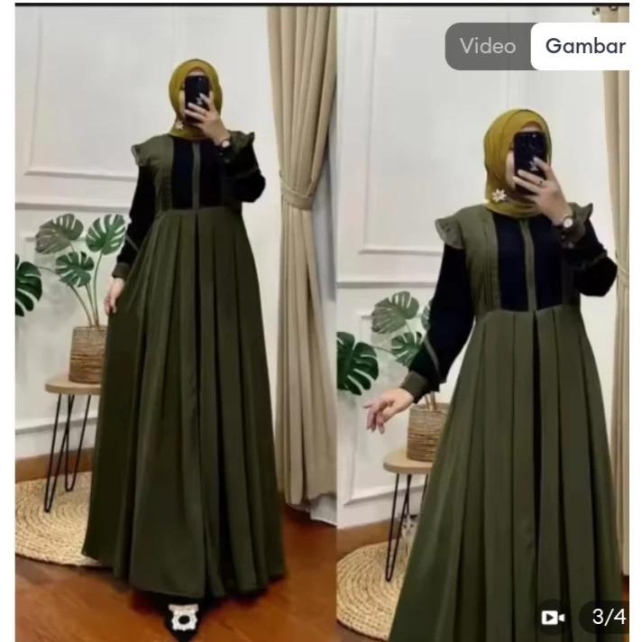 Product Introduction of MAXY DRESS TERBARU/GAMIS WANITA DEWASA JUMBO TERLARIS/MAXI DRESS DEWASA MODERN/GAMIS LEBARAN Crinkle Kombinasi 16